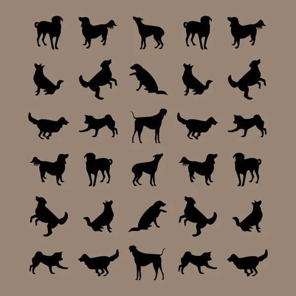 Набір Векторів Дизайну Логотипу Собаки Силует — стоковий вектор