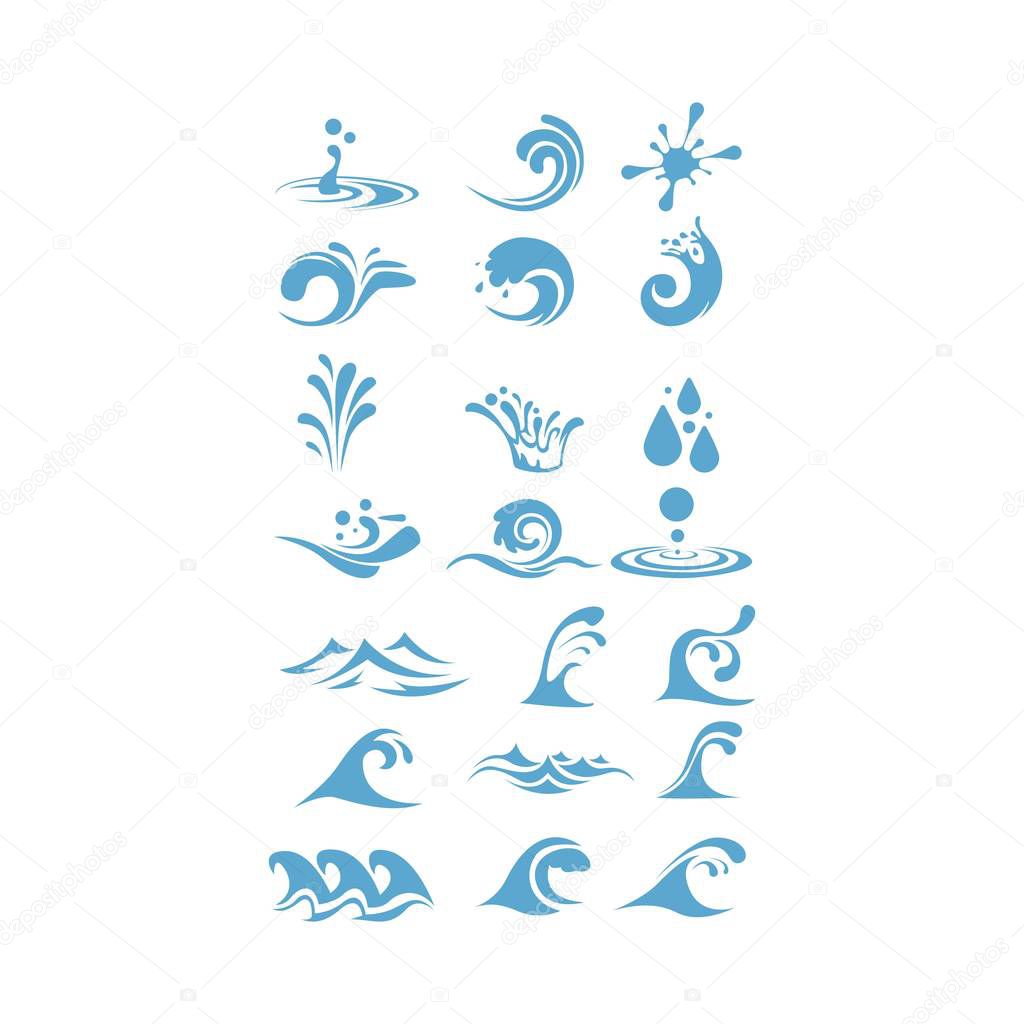 set of water wave logo design vector