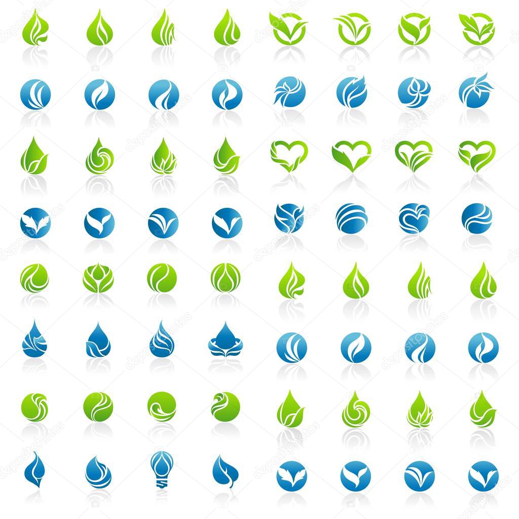 set of leaf logo design vector