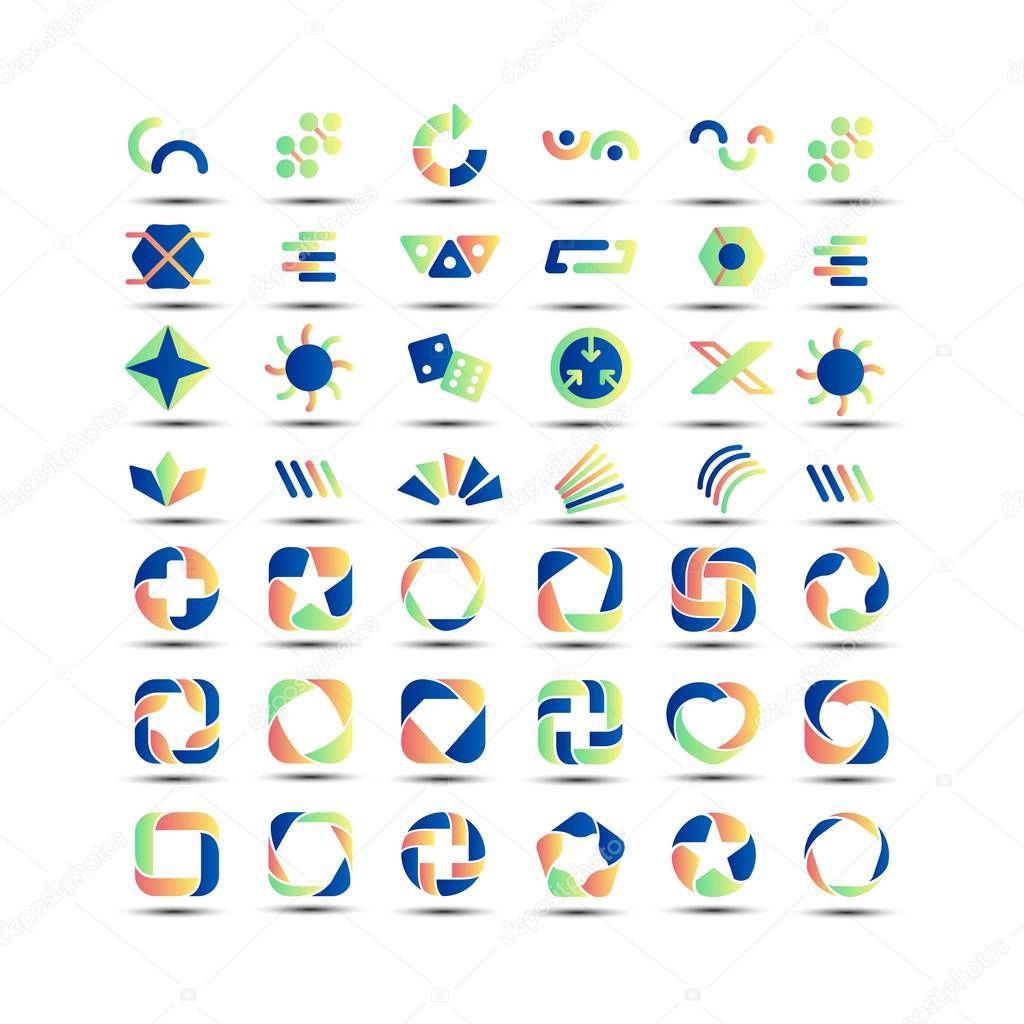 abstract shapes coloured  logo design vector