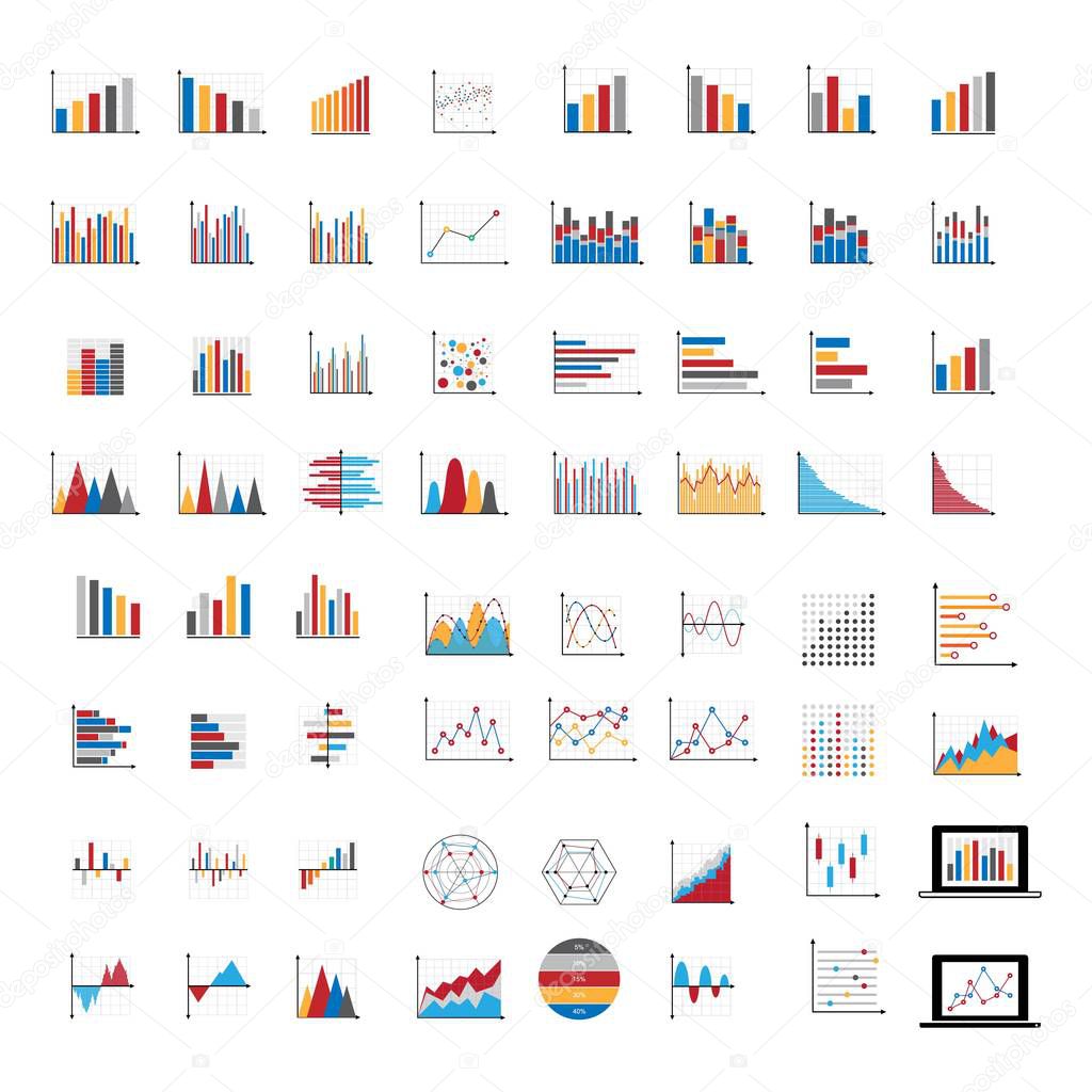 Set of chart logo design vector