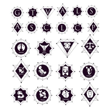 set of zodiac logo with badge logo design vector clipart