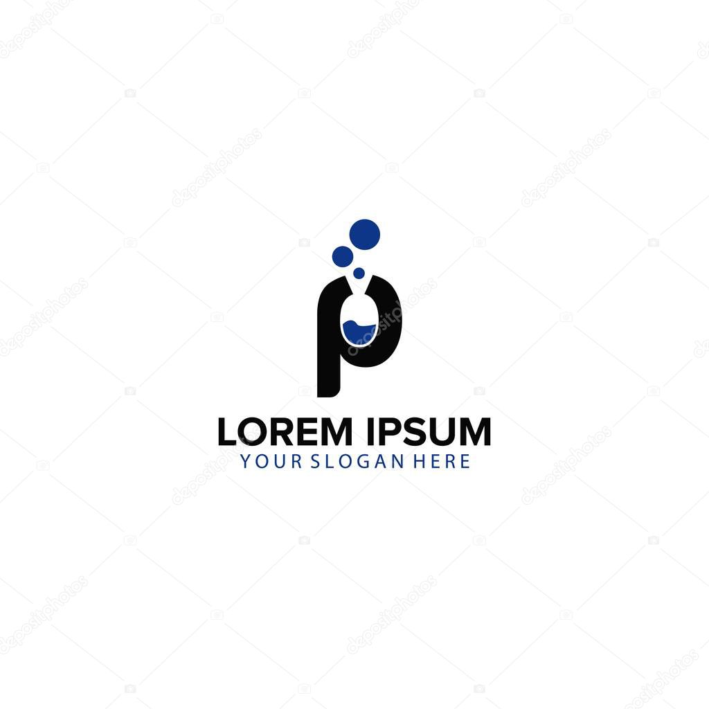 P letter with lab logo design vector
