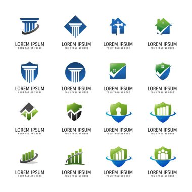 iş finans logosu tasarım vektör seti