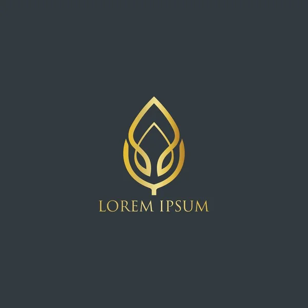 gold leaf nature logo design vector