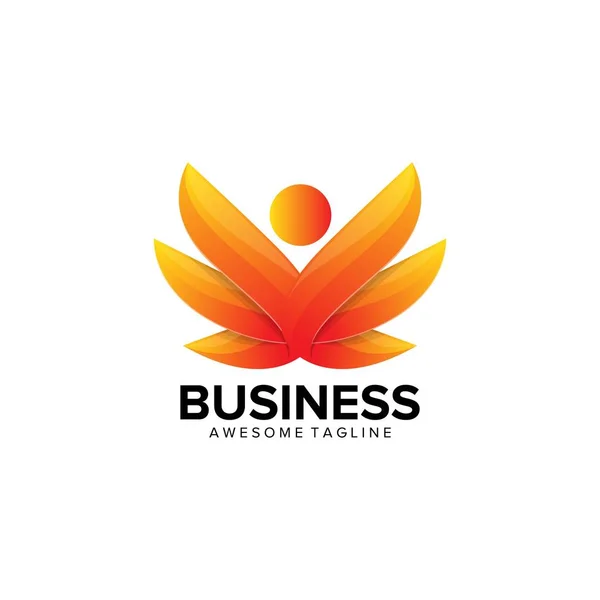 Abstract Flower People Logo Design Vector — Stock Vector