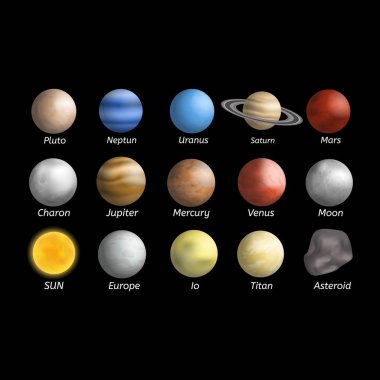 gezegen logosu tasarım vektör seti