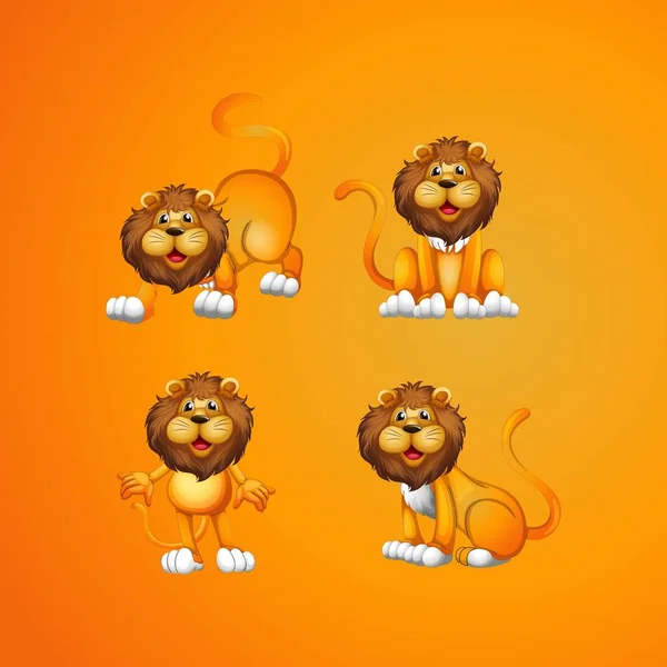 かわいいライオンロゴデザインベクトル — ストックベクタ