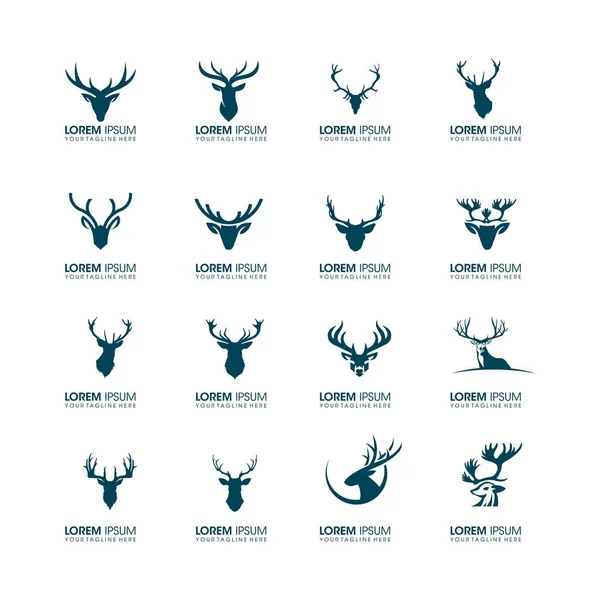 Set Deer Head Logo Design Vector — Stock Vector