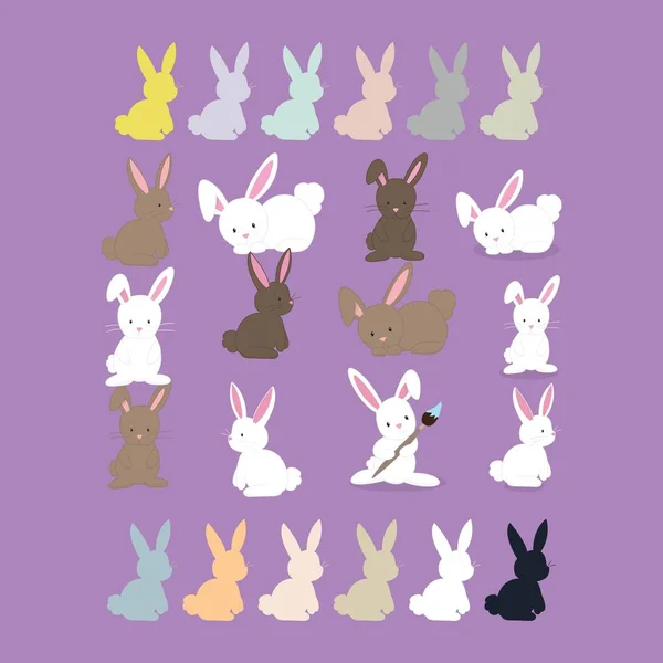 Set Rabbit Logo Design Vector — Stock Vector
