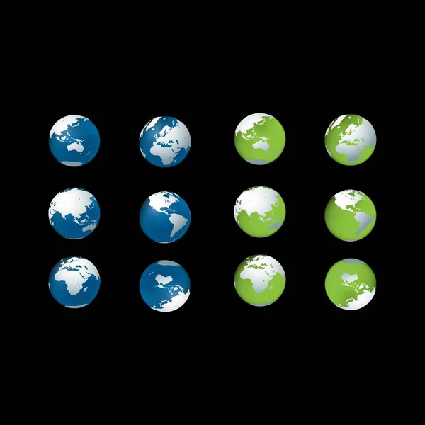 Conjunto Terra Mundo Globo Logotipo Design Vetor — Vetor de Stock