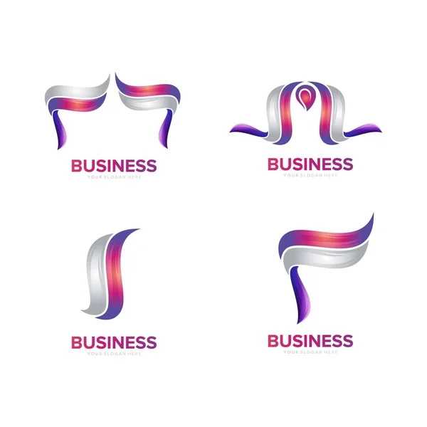 Conjunto Vector Diseño Logotipo Negocio Abstracto — Vector de stock