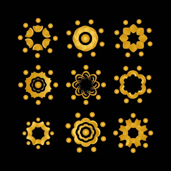Set Mandala Cerchio Logo Vettore Progettazione — Vettoriale Stock