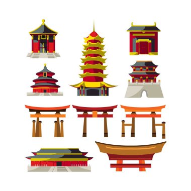 chinesse tapınak logosu tasarım vektörü