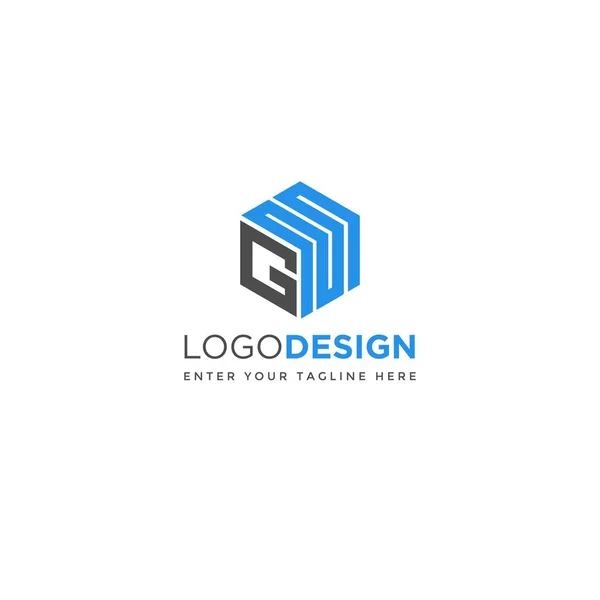 Lettre Hexagone Logo Design Vecteur — Image vectorielle