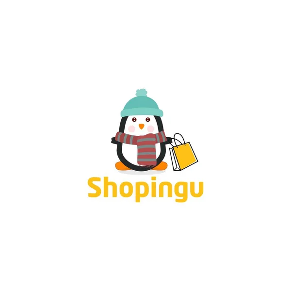 Pinguin Magasin Logo Design Vecteur — Image vectorielle