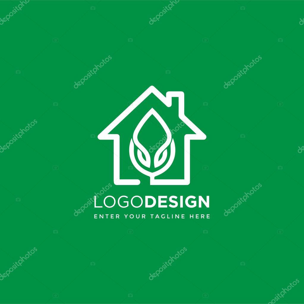 House leaf logo design vector