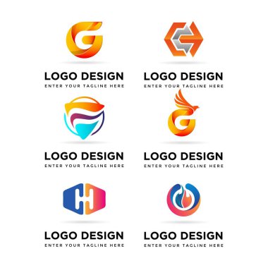 soyut iş logosu tasarım vektör koleksiyonu