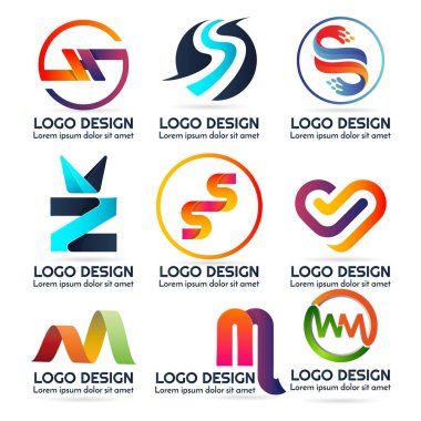 soyut harf logo tasarım vektör seti
