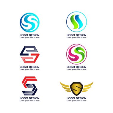 soyut iş mektubu logo tasarım vektör seti