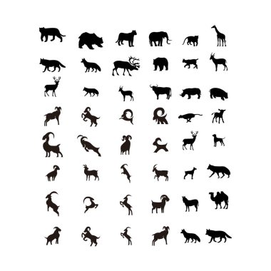 hayvan sildlife silhouttes logo tasarım vektör