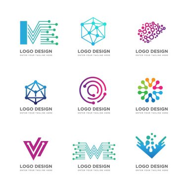teknoloji logosu tasarım vektör elemanı