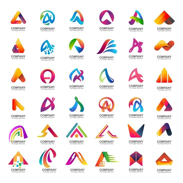 Set Van Abstracte Een Brief Logo Ontwerp Vector — Stockvector