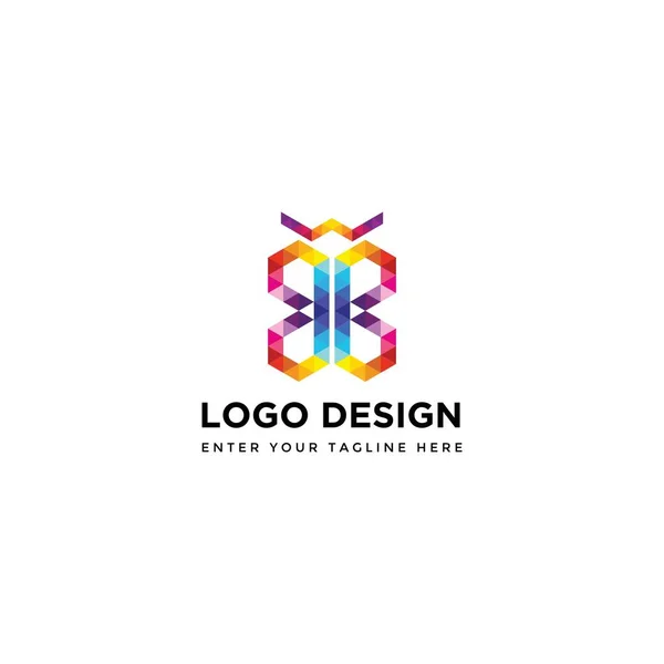 Digitaler Schmetterling Logo Design Vektor — Stockvektor