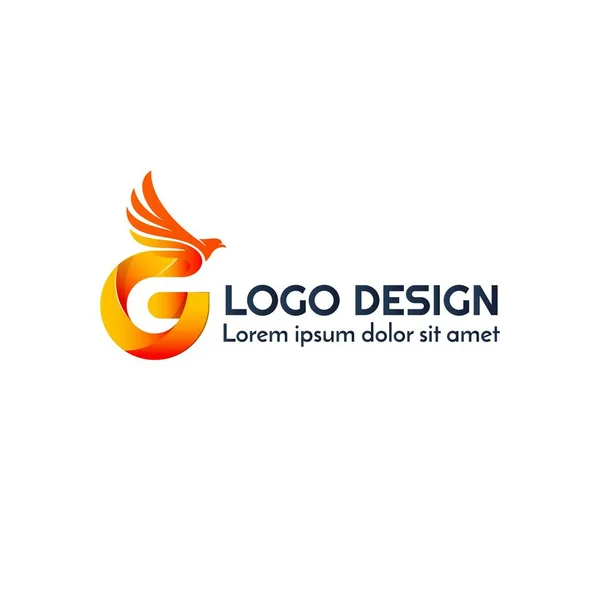 Letra Com Vetor Design Logotipo Pássaro — Vetor de Stock
