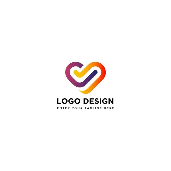 Abstrato Letra Com Amor Lareira Logotipo Design Vetor —  Vetores de Stock