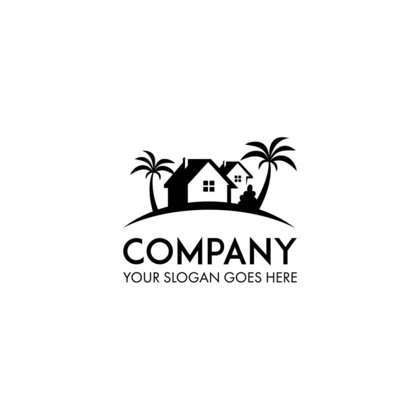 Beach Home Logo Design Vector — Stock Vector