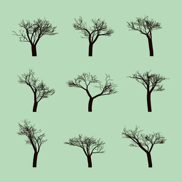 Set Tree Logo Design Vector — Stock Vector