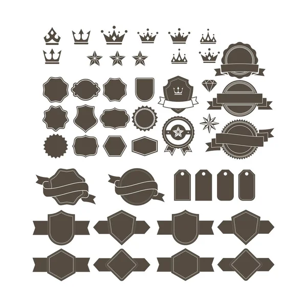 Set Corona Distintivo Logo Vettore Progettazione — Vettoriale Stock