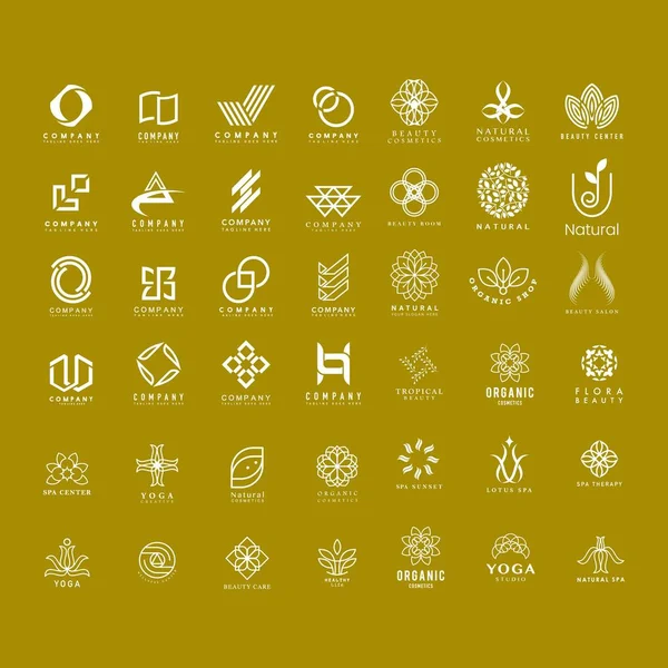 Набор Векторов Дизайна Цветочного Логотипа — стоковый вектор