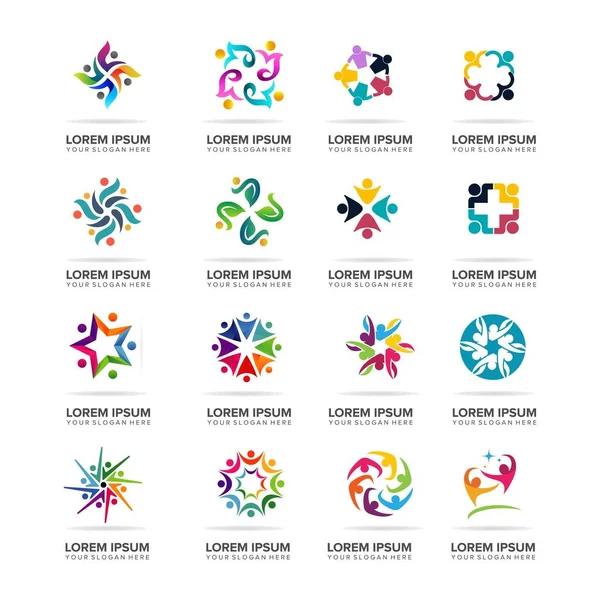 Insanlar Grup Topluluk Logo Tasarım Vektörü — Stok Vektör