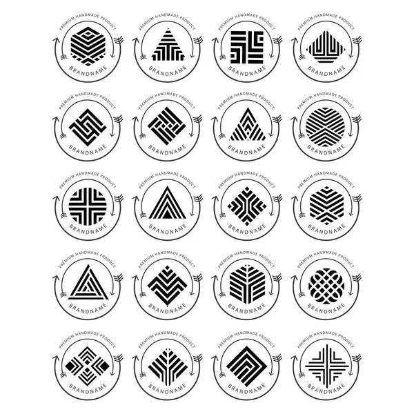 Resumo Geométrico Com Vetor Design Logotipo Crachá Retrô — Vetor de Stock