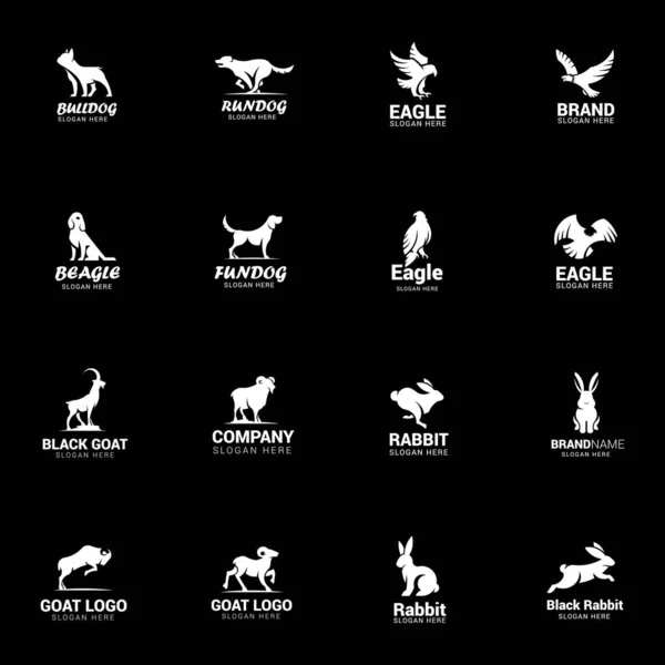 Conjunto Vetor Design Logotipo Animal —  Vetores de Stock
