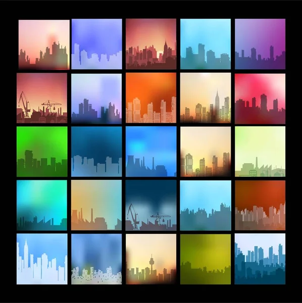 Conjunto Colores Modernos Skyline Logo Diseño Vector — Vector de stock