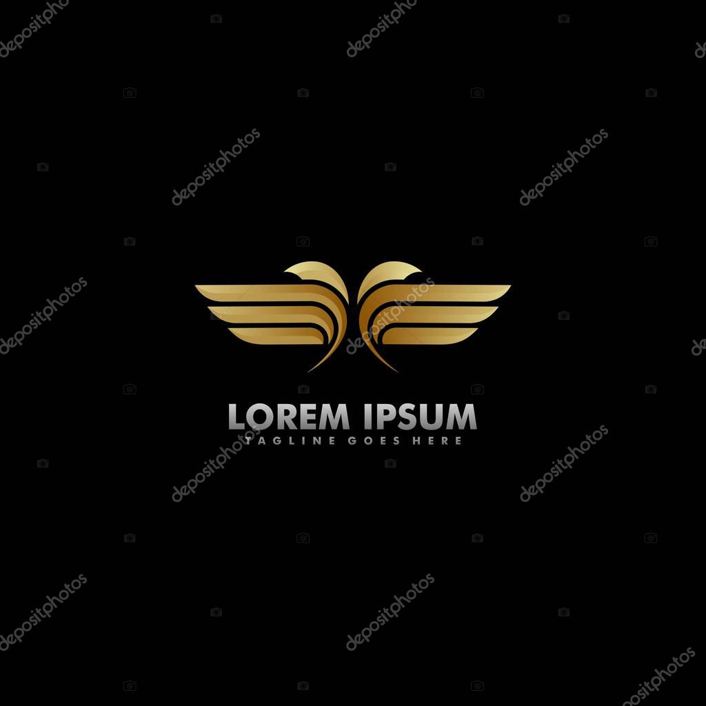 Wings gold logo design vector