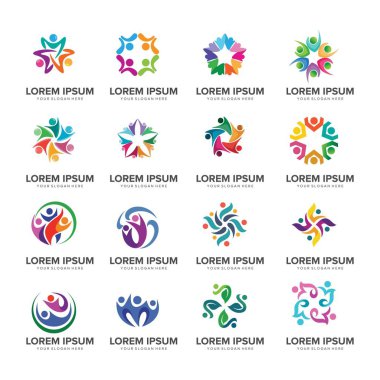 topluluk bakım logosu tasarım vektör seti