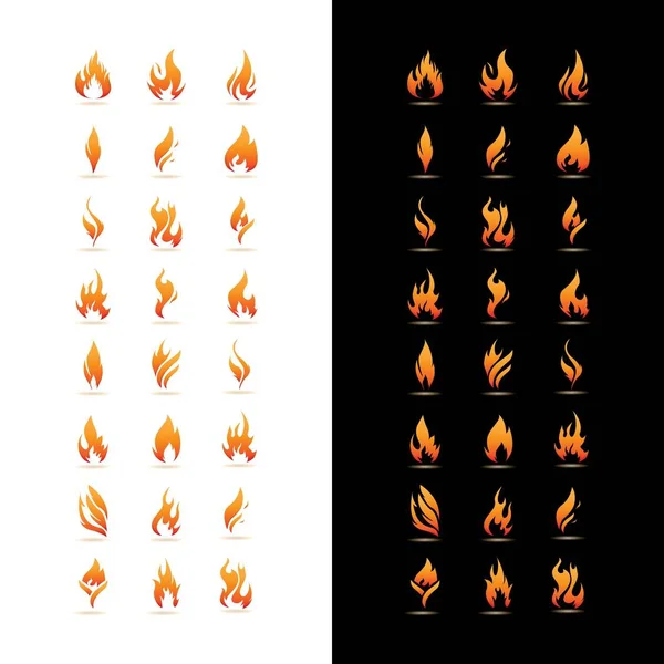 Набор Векторов Дизайна Логотипа Пламени — стоковый вектор