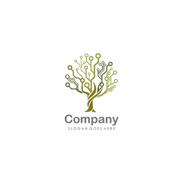 Ağaç Teknolojisi Logo Tasarım Vektörü — Stok Vektör
