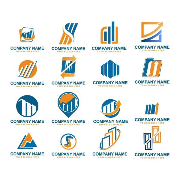 Set Van Zakelijke Financiën Onroerend Goed Logo Ontwerp Vector — Stockvector