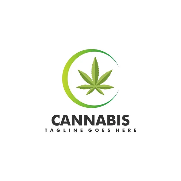 Cannabis Con Círculo Logo Diseño Vector — Archivo Imágenes Vectoriales