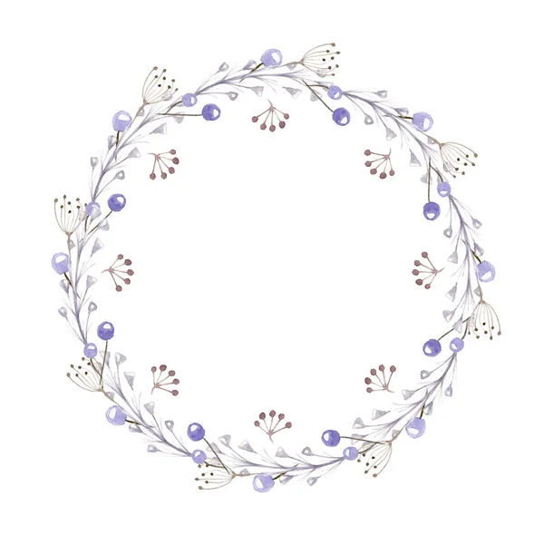 Circle frame from different flowers. Wedding and greeting drawin