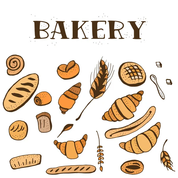 Bakery Doodle Icons Set — Stock Vector