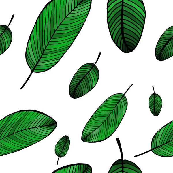 Banana Tropiska Löv Seamless Mönster — Stock vektor