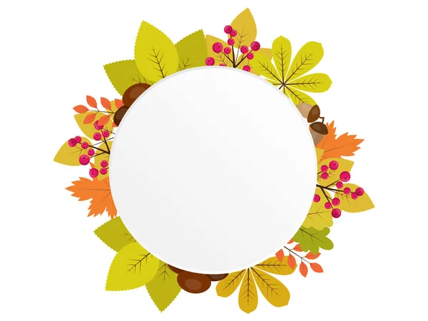 Frame Autumn Leaves Arranged Circle Autumn Background Vector Illustration — Stock Vector