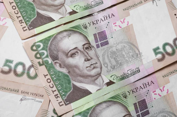 Beş yüz hryvna yakın çekim. Para ve kazanç kavramı.