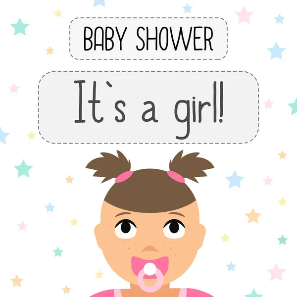 ベビー シャワーの女の子です 出産のお祝い 赤ちゃんの女の子のベクトル イラスト — ストックベクタ